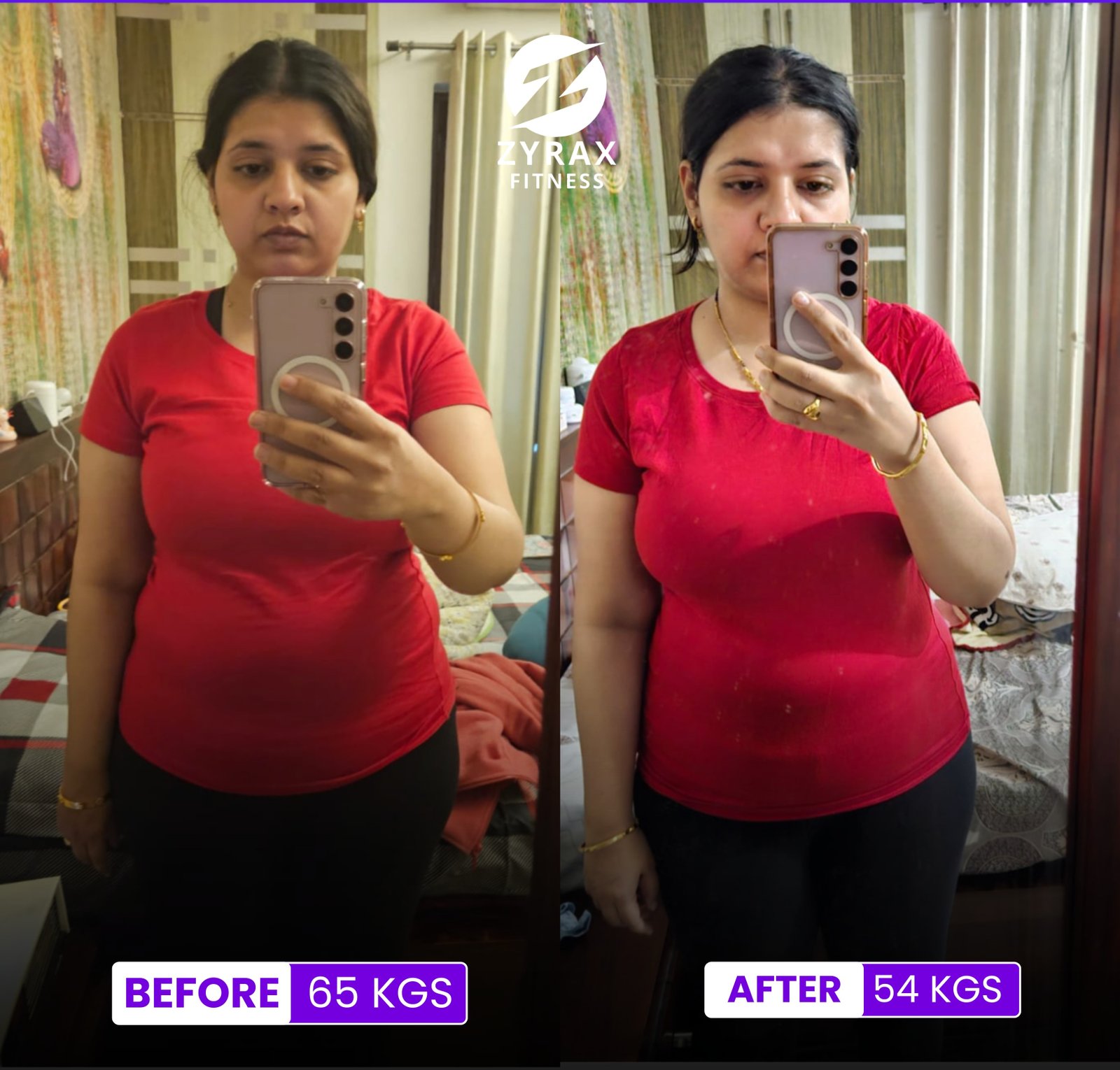 Zyrax Fitness member's transformation after Free online Zumba classes India