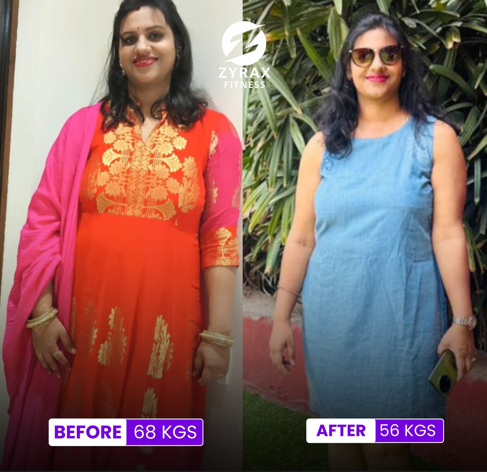 Zyrax Fitness member's transformation after Zumba online classes free
