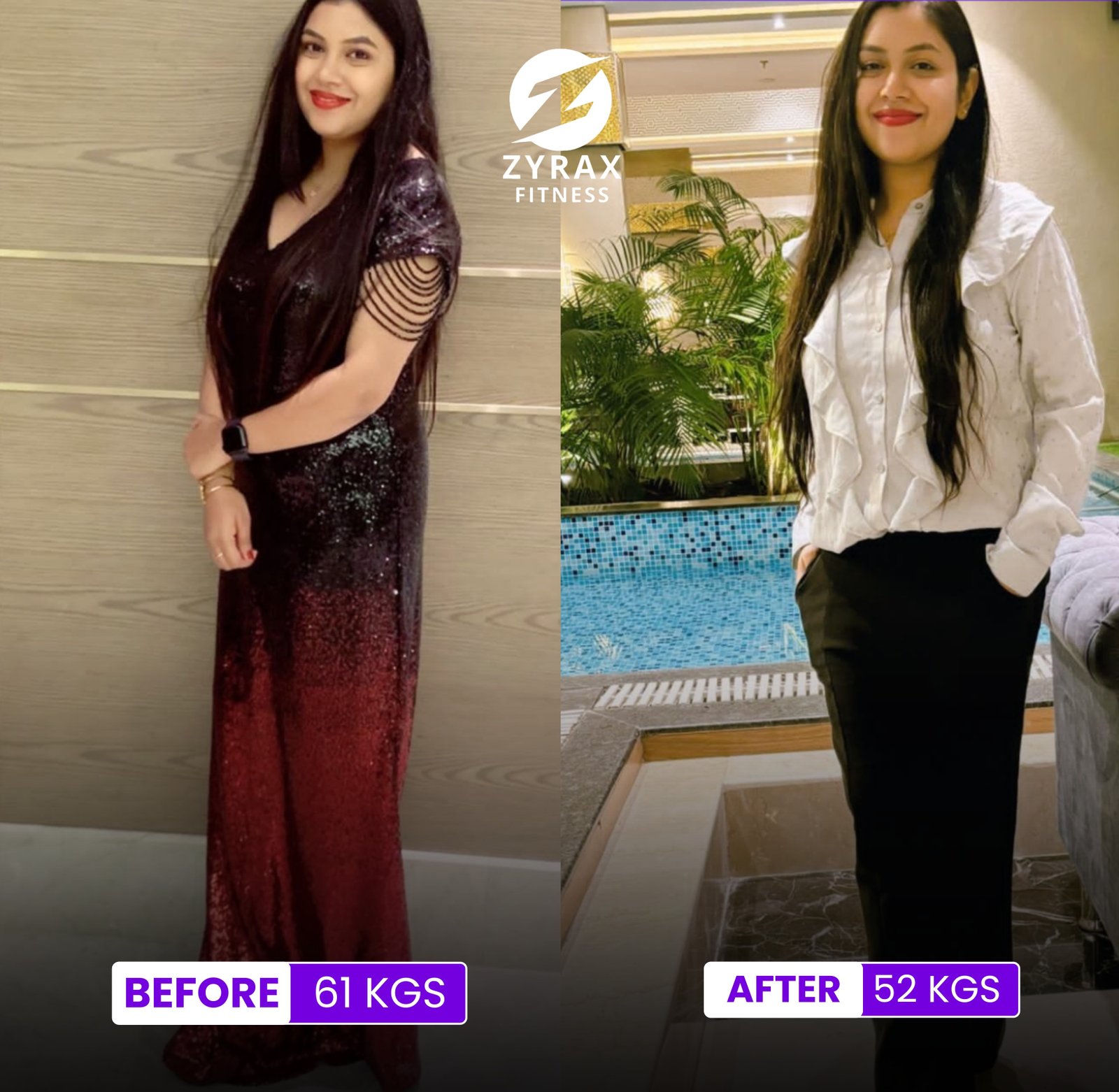 Zyrax Fitness member's transformation after Best online Zumba classes free