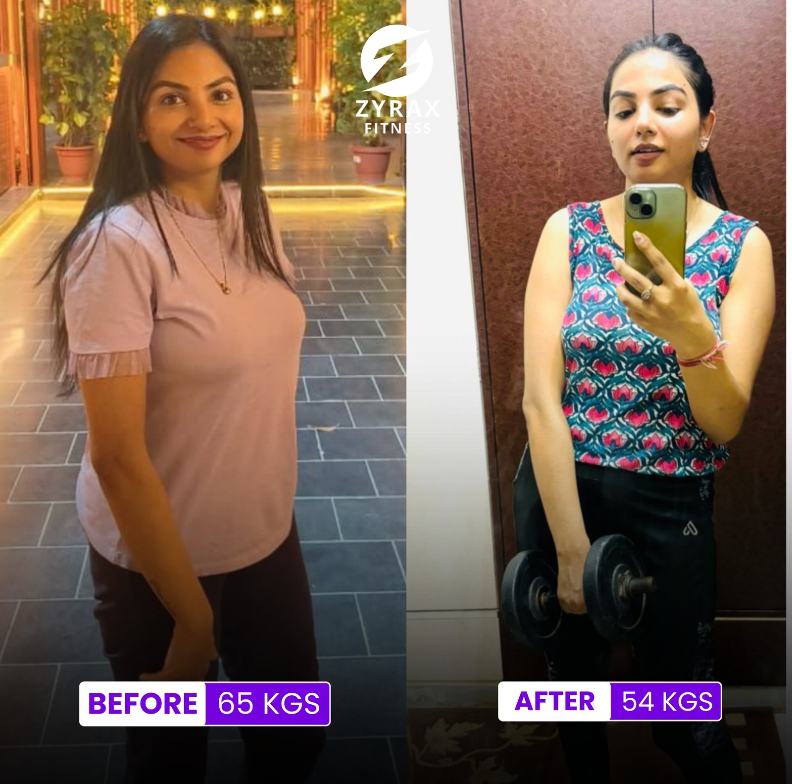 Zyrax Fitness member's transformation doing Zumba Workout At Home for ladies