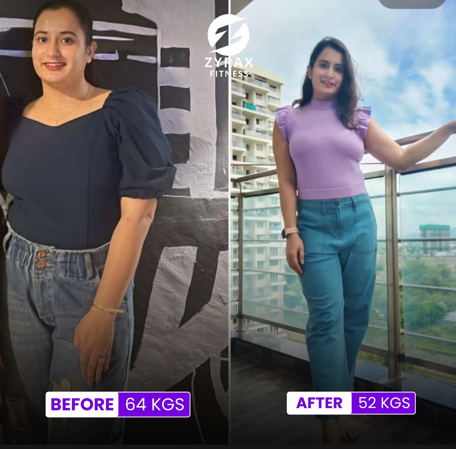 Zyrax Fitness member's transformation from Best online Zumba classes for weight loss