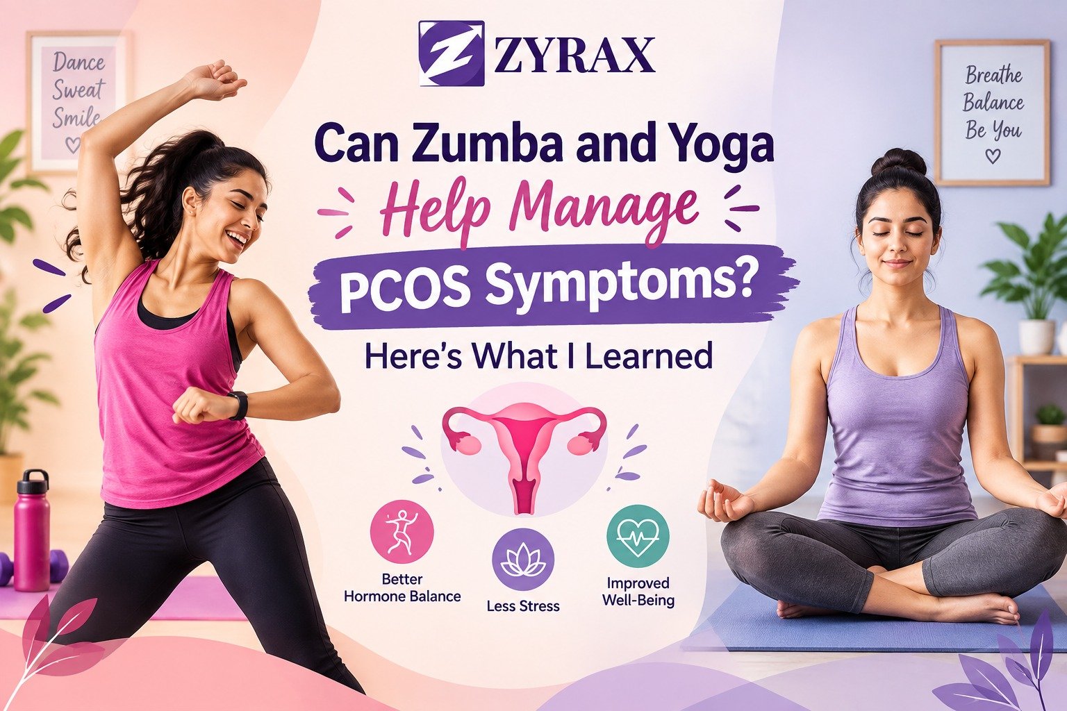 Woman doing yoga at home for PCOS hormonal health management